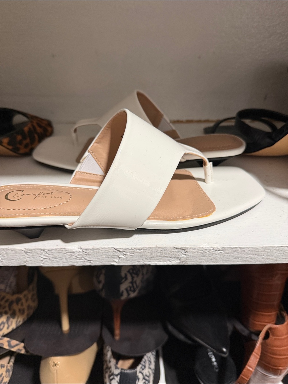 White Thong Slide Sandals